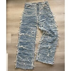 Swank a Posh Tear It Up Ultra Distressed Wide Leg Jeans Medium Wash XL